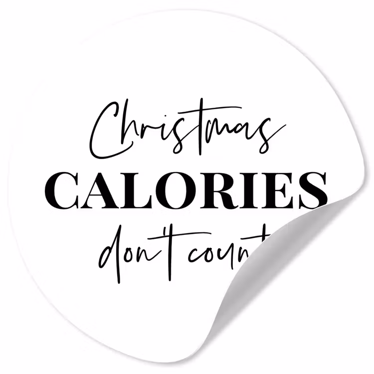 Kerst quote - Winter - Christmas calories - Wit Wandcirkel behangsticker klein -3d