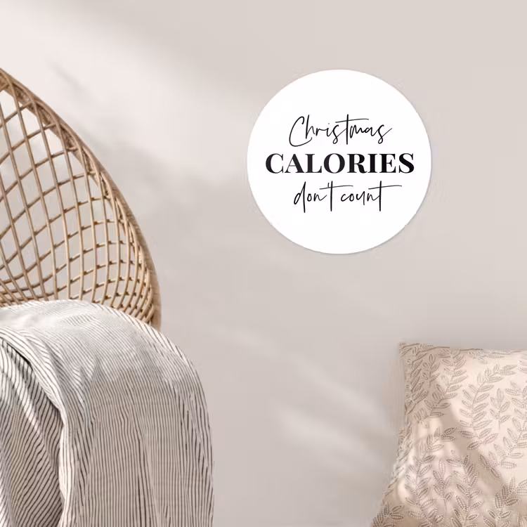 Kerst quote - Winter - Christmas calories - Wit Wandcirkel behangsticker klein -sfeer4