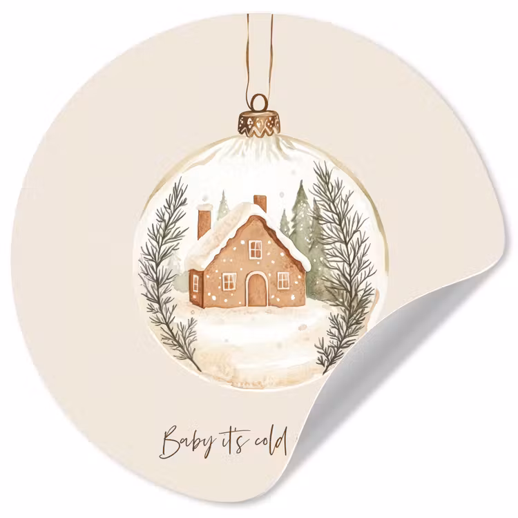 Quote - Winter - Kerst - Beige - Kerstbal Wandcirkel behangsticker klein -3d
