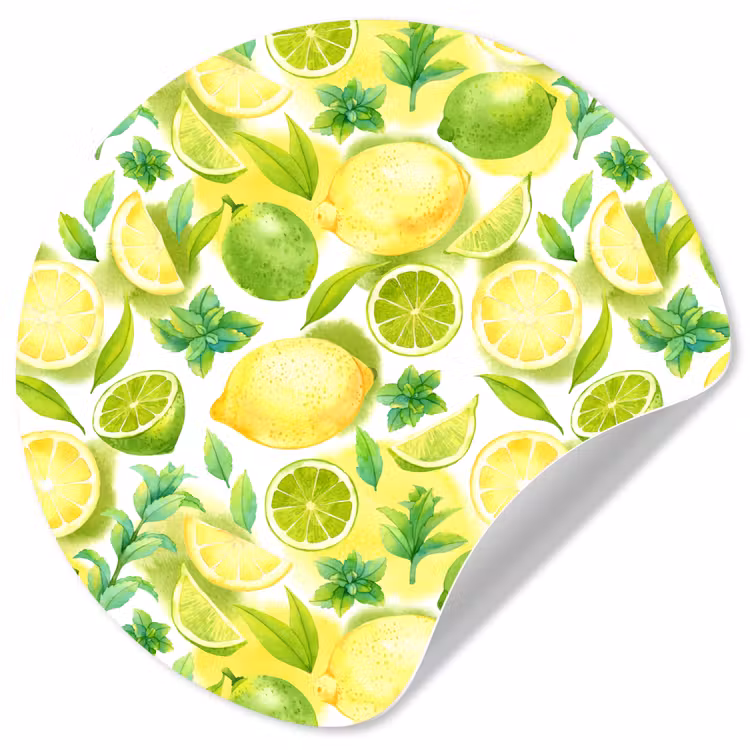 Citroen - Geel - Limoen - Groen Wandcirkel behangsticker klein 186 -3d