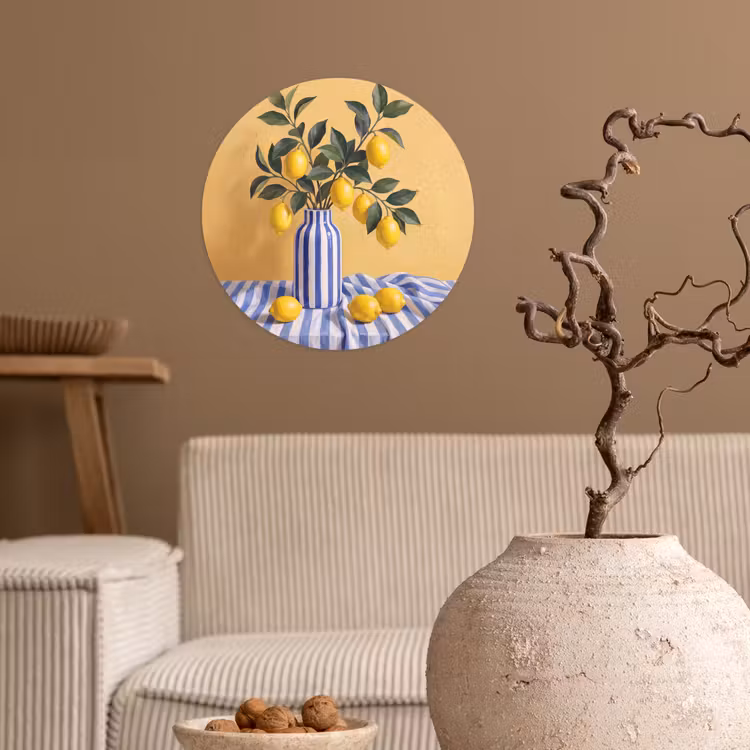 Runde Tapete - Zitrone – Stillleben – Modern - Citroen - Stilleven - Modern Wandcirkel behangsticker klein