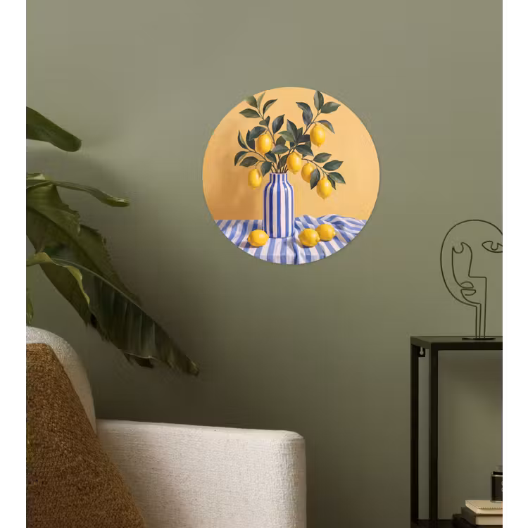 Runde Tapete - Zitrone – Stillleben – Modern - Citroen - Stilleven - Modern Wandcirkel behangsticker klein