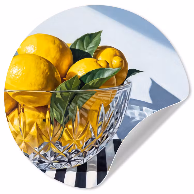 Runde Tapete - Zitronen – Obst – Gelb - Citroenen - Fruit - Geel Wandcirkel behangsticker klein