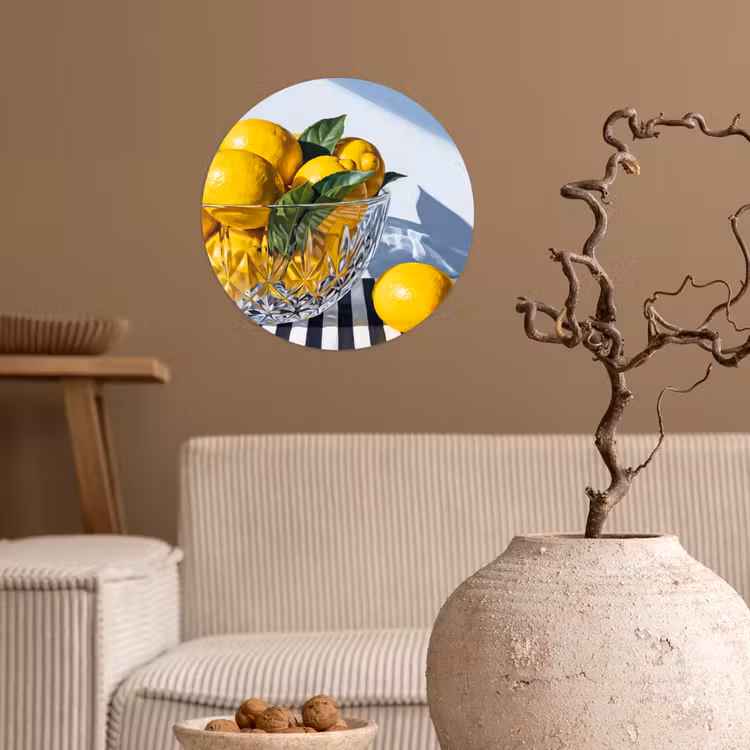 Runde Tapete - Zitronen – Obst – Gelb - Citroenen - Fruit - Geel Wandcirkel behangsticker klein