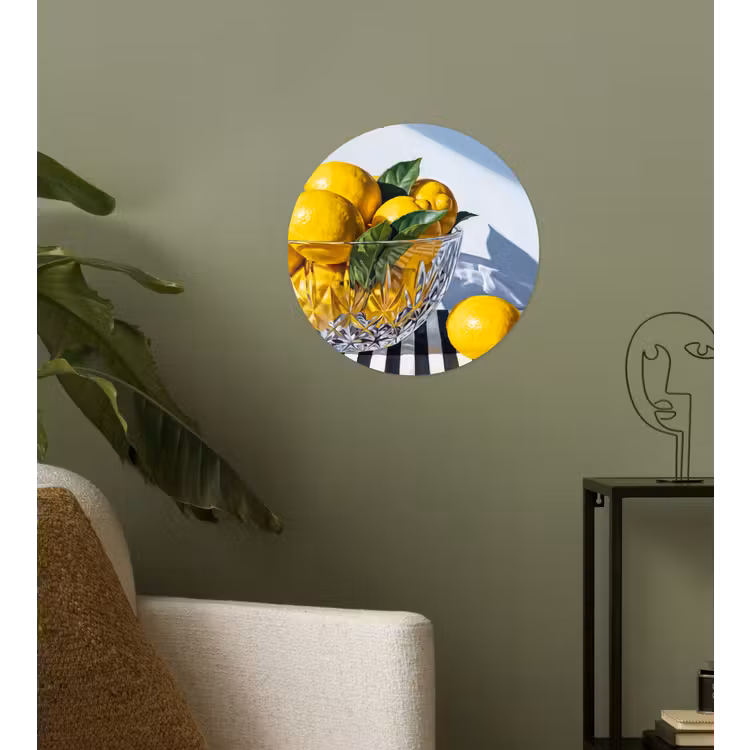 Runde Tapete - Zitronen – Obst – Gelb - Citroenen - Fruit - Geel Wandcirkel behangsticker klein