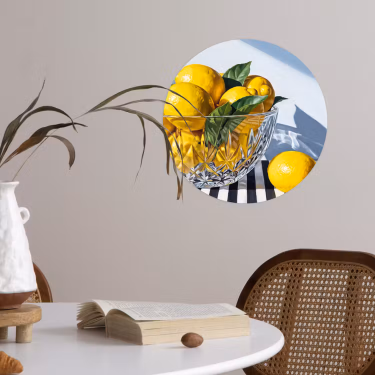 Runde Tapete - Zitronen – Obst – Gelb - Citroenen - Fruit - Geel Wandcirkel behangsticker klein