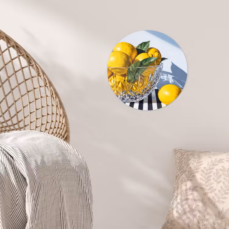 Runde Tapete - Zitronen – Obst – Gelb - Citroenen - Fruit - Geel Wandcirkel behangsticker klein