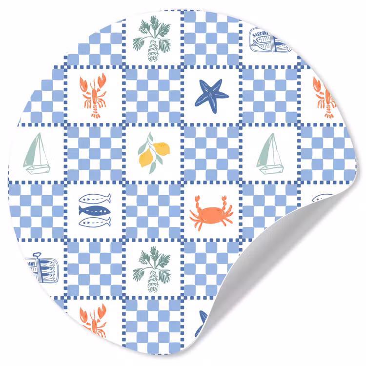 Zee - Sfeer- Mozaïek - Blauw Wandcirkel behangsticker klein 186 -3d