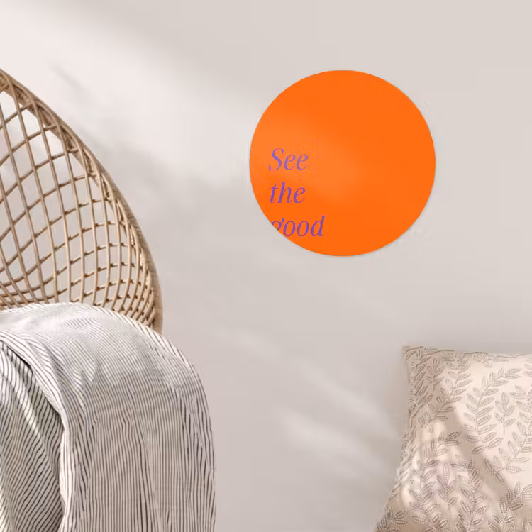 See te good - Paars - Oranje Wandcirkel behangsticker klein -sfeer4
