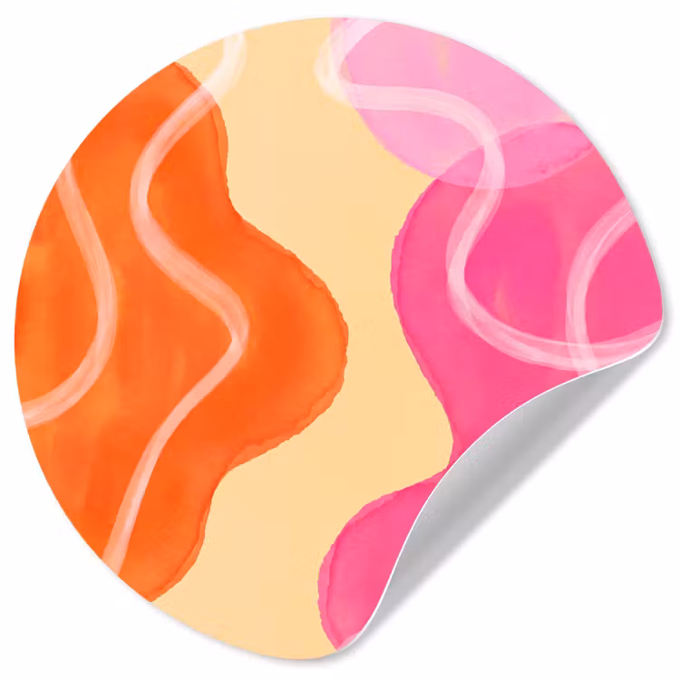 Abstract - Aquarel - Organisch - Oranje - Roze Wandcirkel behangsticker klein -3d