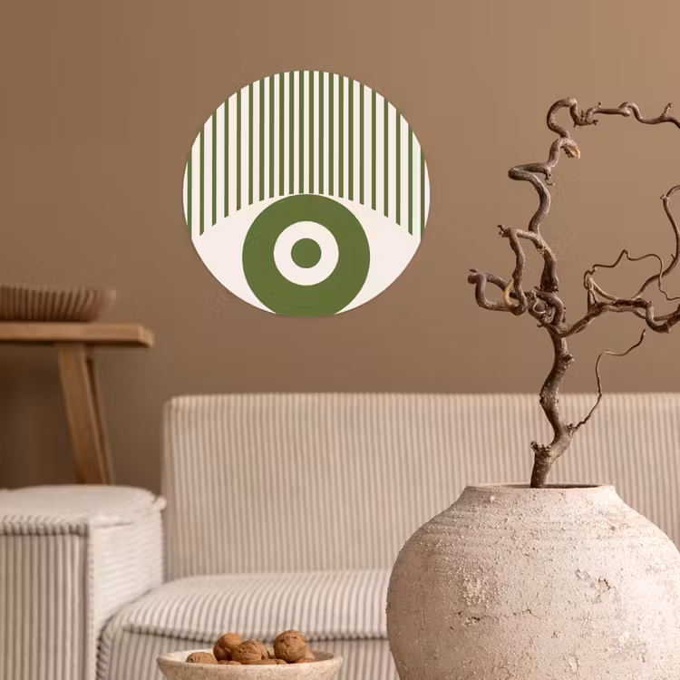 Abstract - Oog - Strepen - Modern - Groen Wandcirkel behangsticker klein -sfeer1