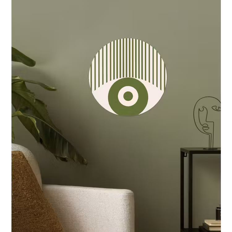Abstract - Oog - Strepen - Modern - Groen Wandcirkel behangsticker klein -sfeer2