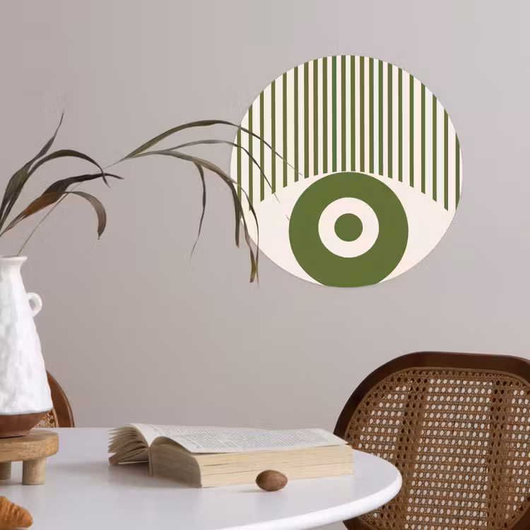 Abstract - Oog - Strepen - Modern - Groen Wandcirkel behangsticker klein -sfeer3