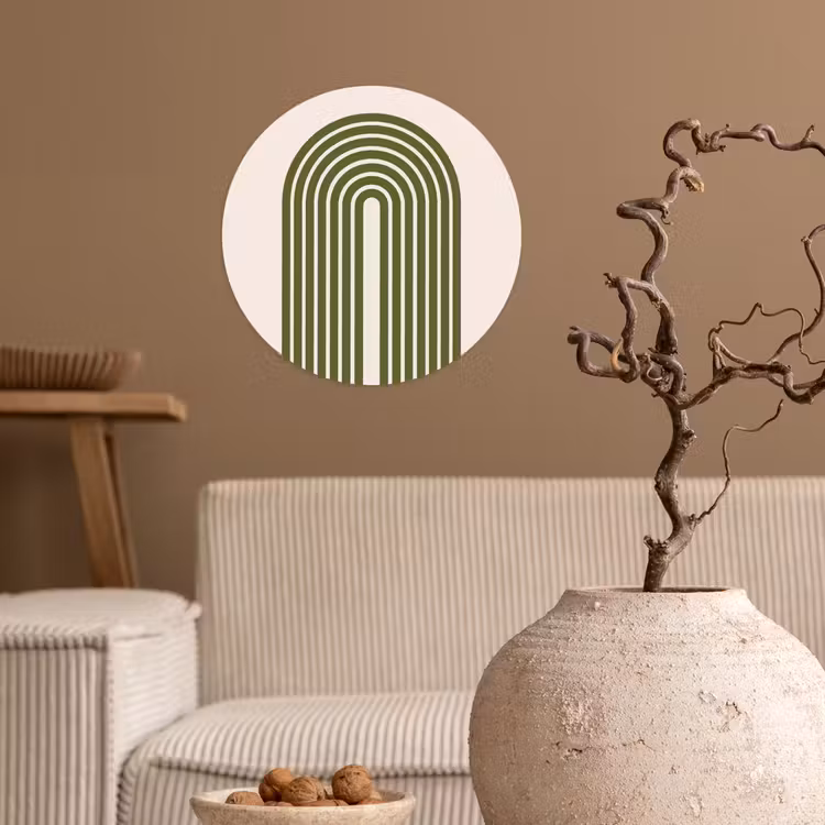 Abstract - Bogen - Modern - Groen - Kunst Wandcirkel behangsticker klein -sfeer1