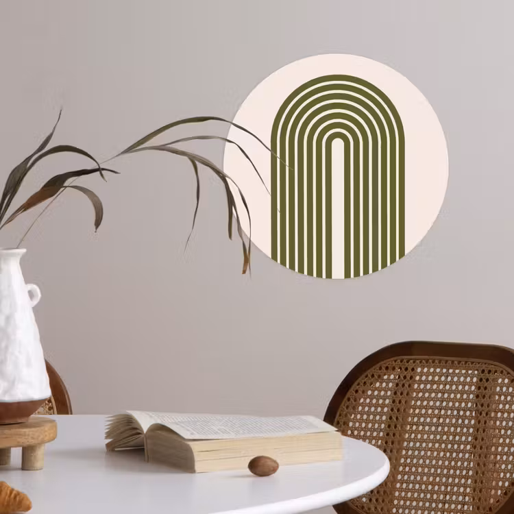 Abstract - Bogen - Modern - Groen - Kunst Wandcirkel behangsticker klein -sfeer3
