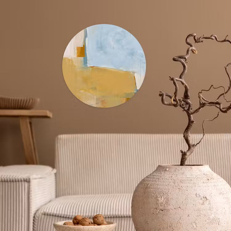 Abstract - Kleuren - Kunst - Modern - Blauw Wandcirkel behangsticker klein -sfeer1