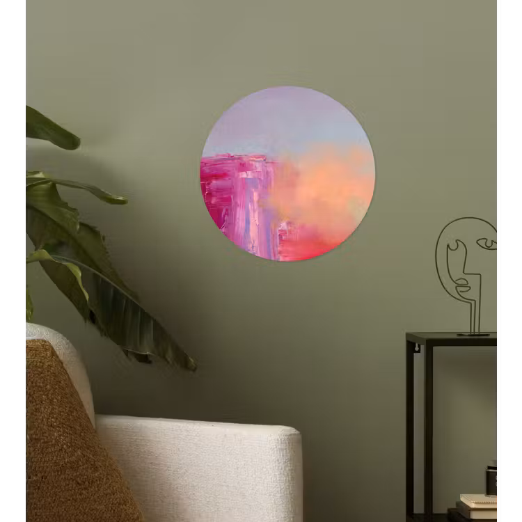 Abstract - Kleuren - Modern - Roze Wandcirkel behangsticker klein -sfeer2