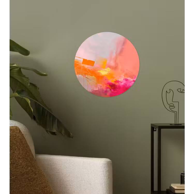 Abstract - Kleurrijk - Modern - Roze Wandcirkel behangsticker klein -sfeer2