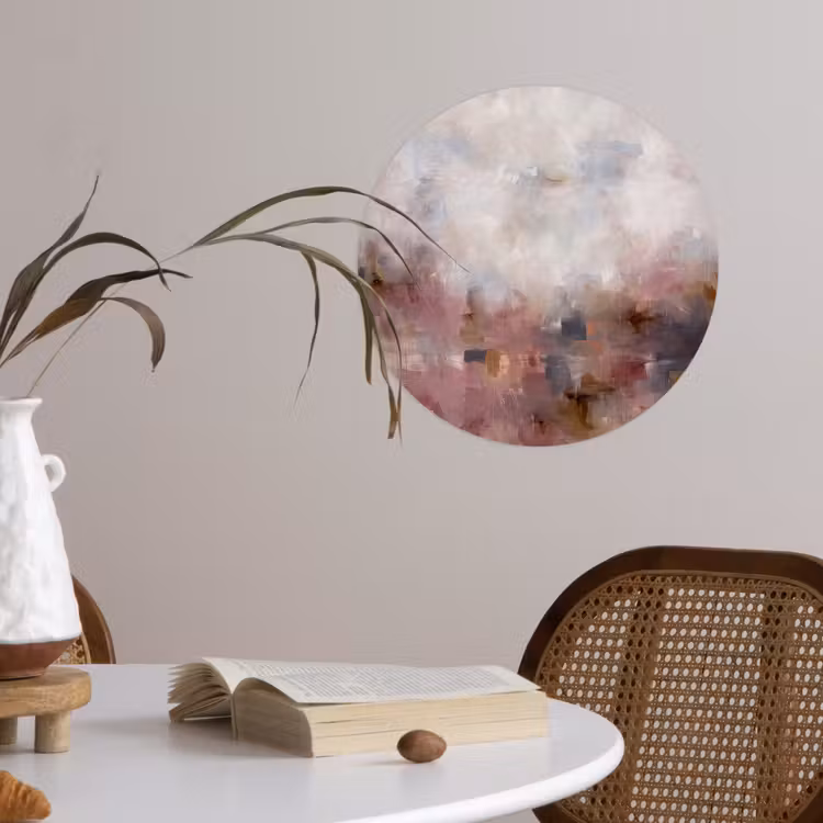 Abstract - Vloeiend - Kunst - Modern - Beige Wandcirkel behangsticker klein -sfeer3