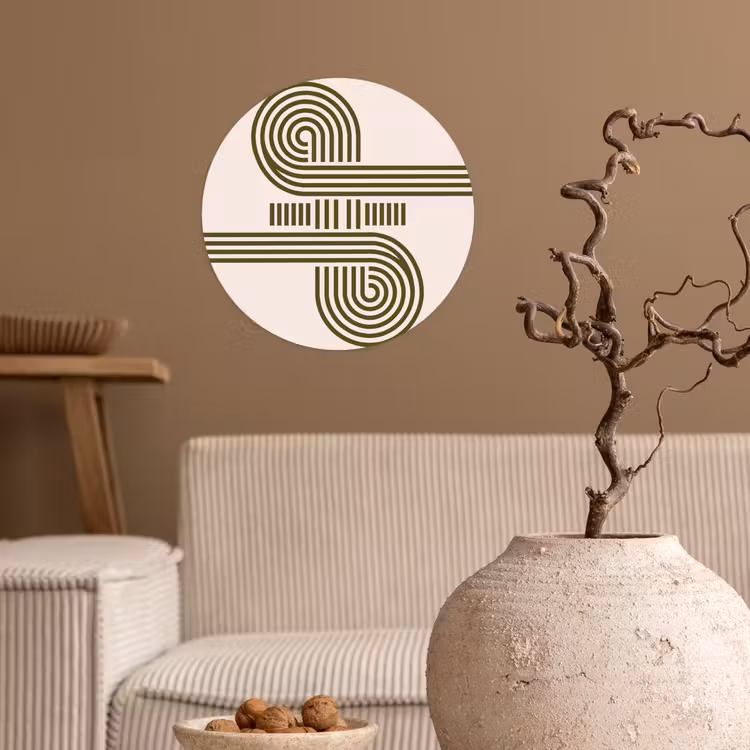Abstract - Vormen - Modern - Groen Wandcirkel behangsticker klein -sfeer1