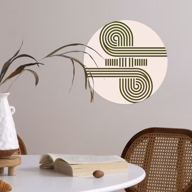 Abstract - Vormen - Modern - Groen Wandcirkel behangsticker klein -sfeer3