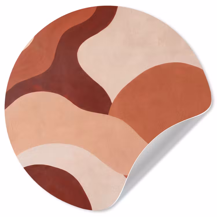 Abstract - Vormen - Organisch - Aardetinten - Modern Wandcirkel behangsticker klein -3d