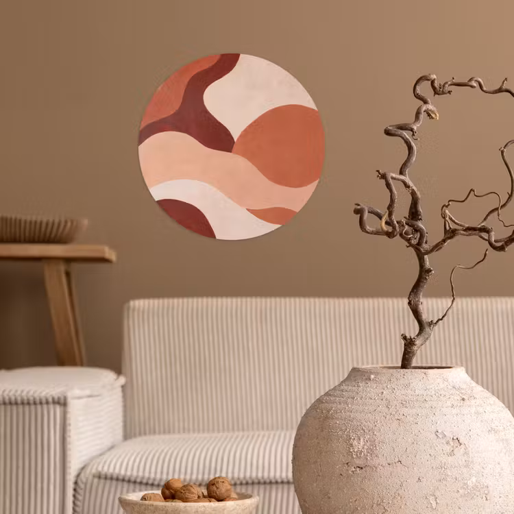 Abstract - Vormen - Organisch - Aardetinten - Modern Wandcirkel behangsticker klein -sfeer1