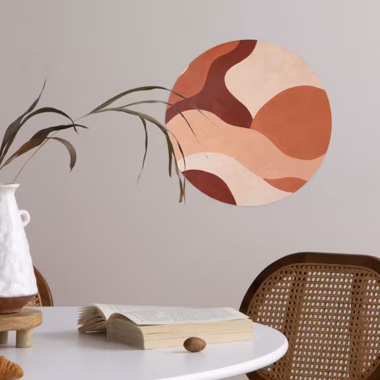 Abstract - Vormen - Organisch - Aardetinten - Modern Wandcirkel behangsticker klein -sfeer3