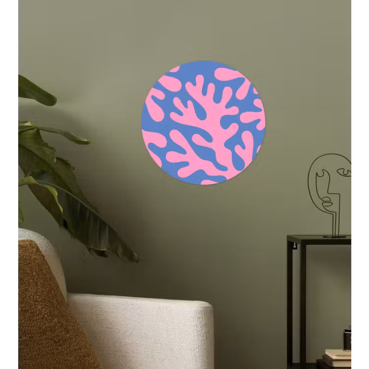 Abstract - Vormen - Roze - Blauw Wandcirkel behangsticker klein -sfeer2