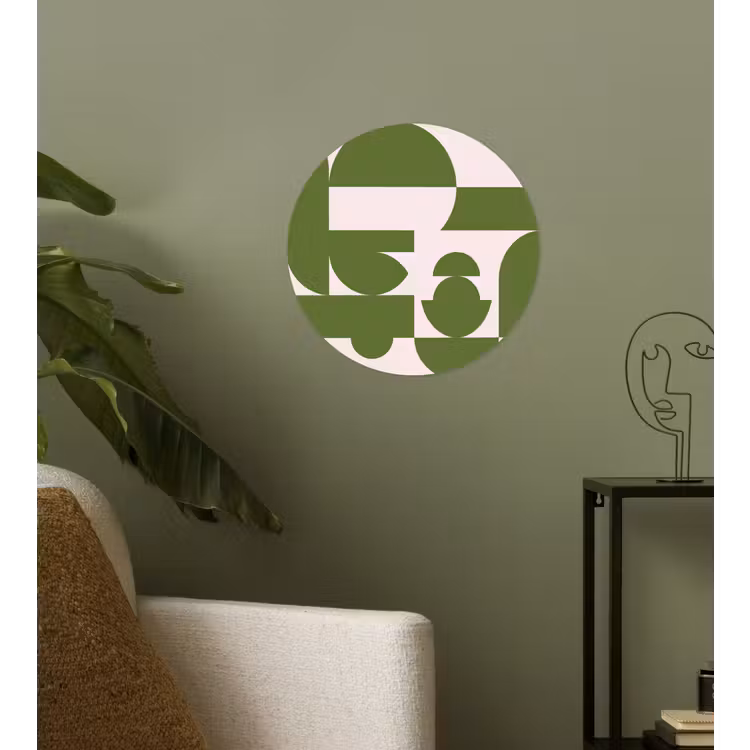 Abstract - Geometrie - Modern - Groen - Wit Wandcirkel behangsticker klein -sfeer2