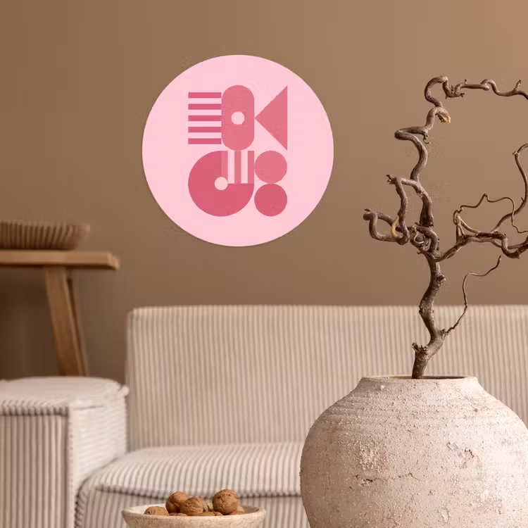 Abstract - Geometrisch - Vormen - Roze Wandcirkel behangsticker klein -sfeer1