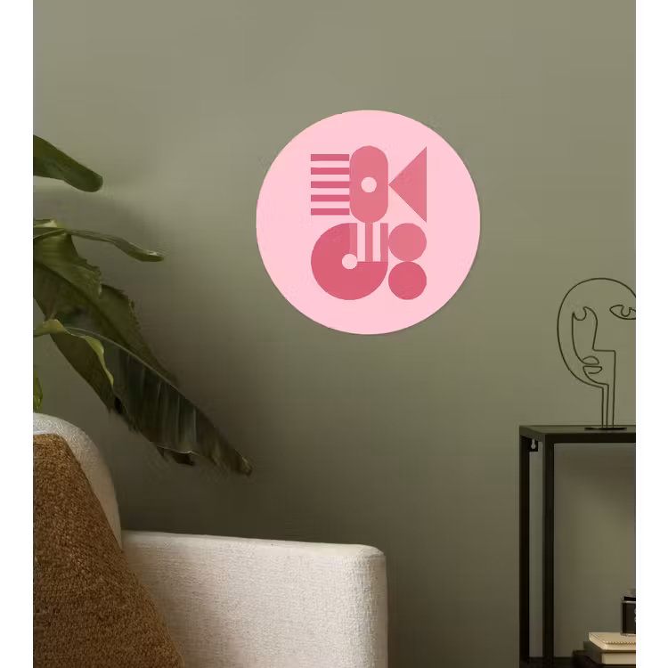 Abstract - Geometrisch - Vormen - Roze Wandcirkel behangsticker klein -sfeer2