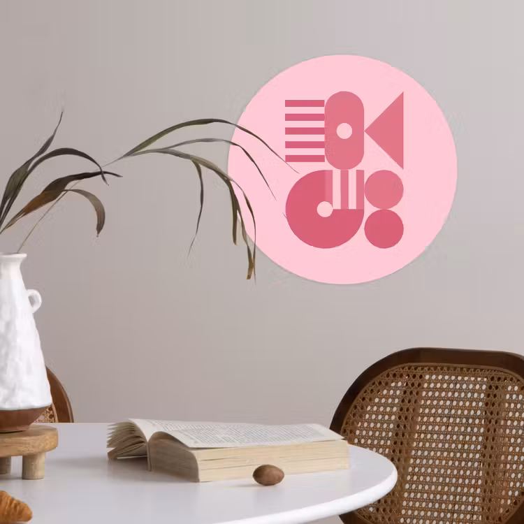 Abstract - Geometrisch - Vormen - Roze Wandcirkel behangsticker klein -sfeer3