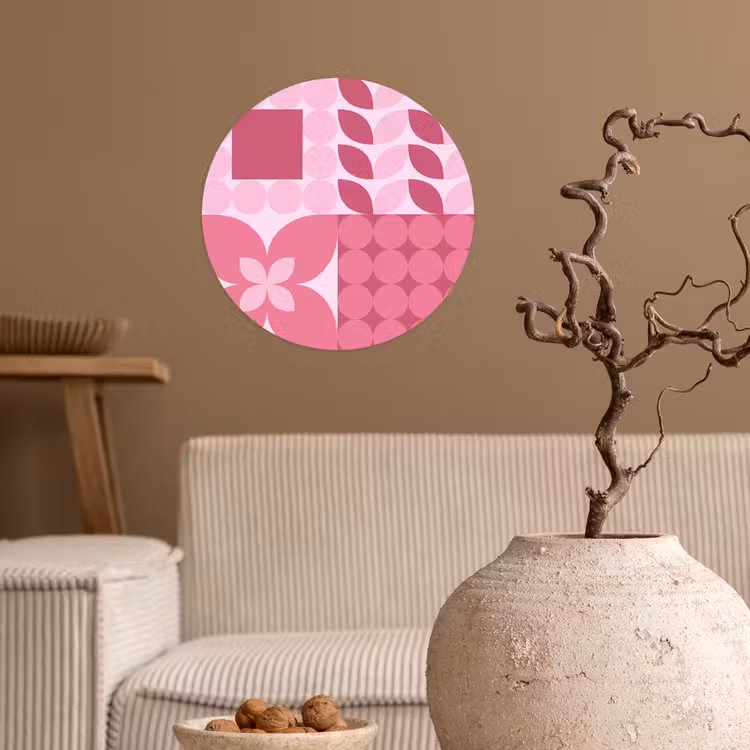 Abstract - Geometrisch - Patroon - Modern - Roze Wandcirkel behangsticker klein -sfeer1