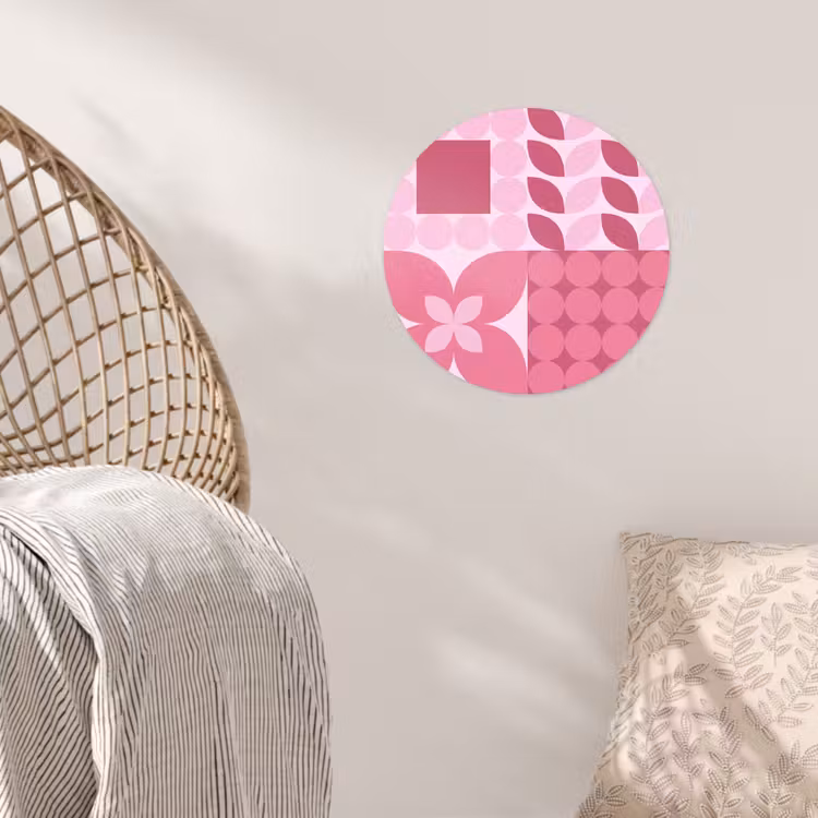 Abstract - Geometrisch - Patroon - Modern - Roze Wandcirkel behangsticker klein -sfeer4