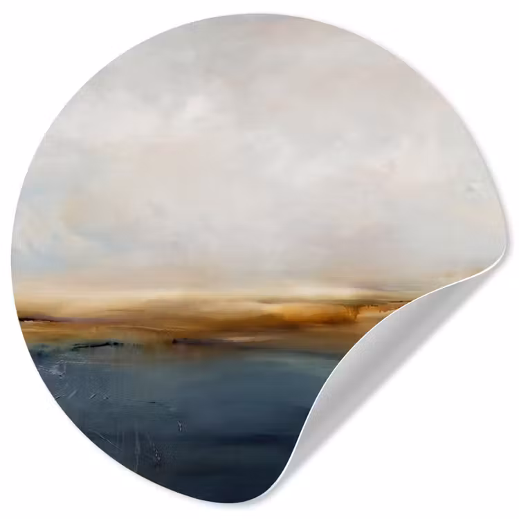 Abstract - Horizon - Water - Modern - Beige Wandcirkel behangsticker klein -3d