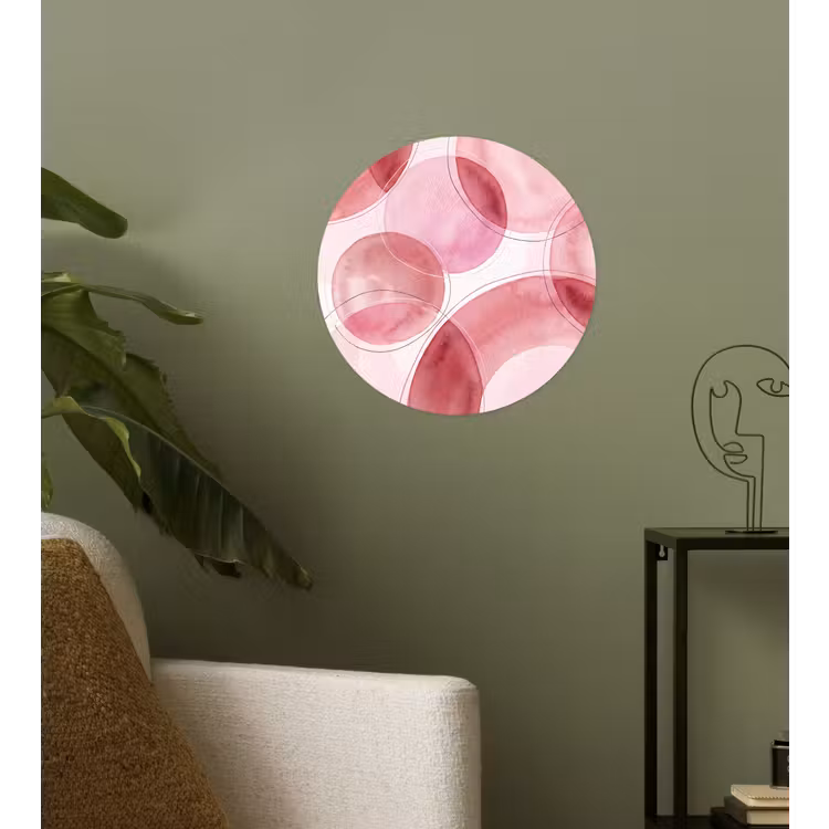 Abstract - Cirkels - Modern - Roze - Kunst Wandcirkel behangsticker klein -sfeer2