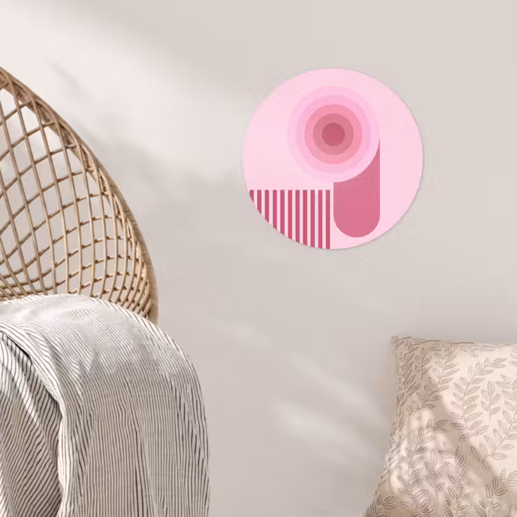 Abstract - Cirkels - Strepen - Modern - Roze Wandcirkel behangsticker klein -sfeer4