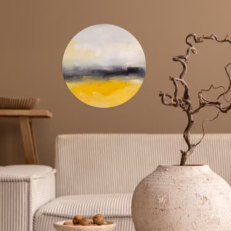 Abstract - Landschap - Modern - Geel Wandcirkel behangsticker klein -sfeer1
