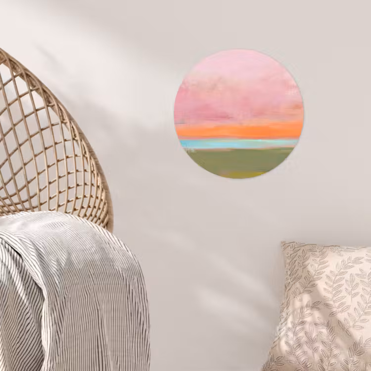 Abstract - Landschap - Modern - Roze - Oranje Wandcirkel behangsticker klein -sfeer4