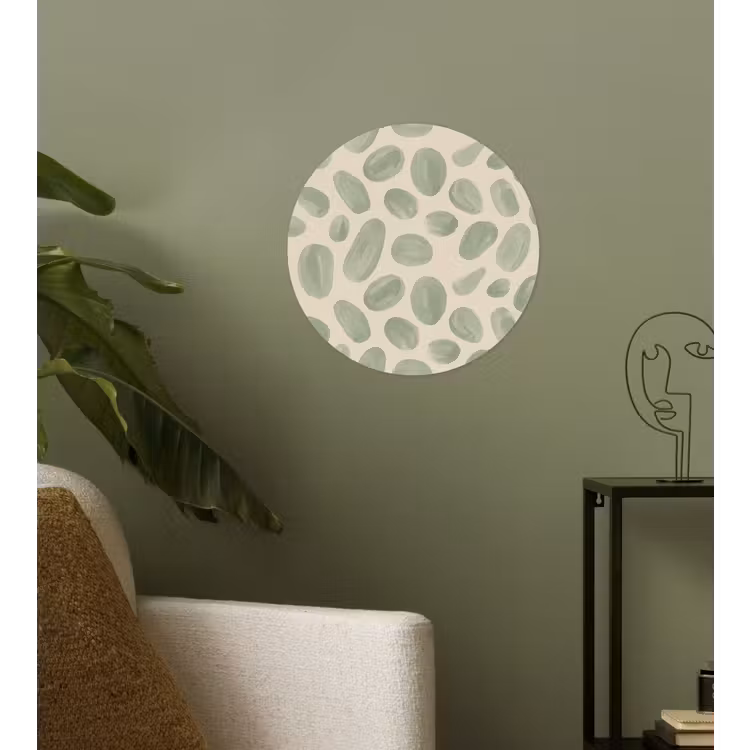 Abstract - Patroon - Organisch - Groen - Modern Wandcirkel behangsticker klein -sfeer2
