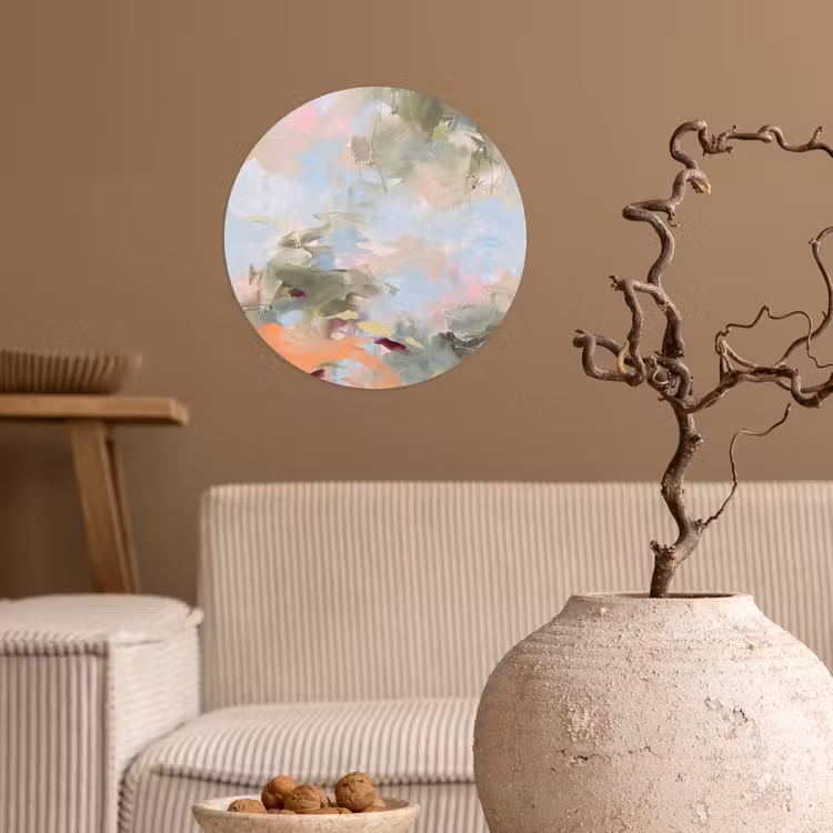 Abstract - Borstelstreken - Kunst - Modern - Pastel Wandcirkel behangsticker klein -sfeer1