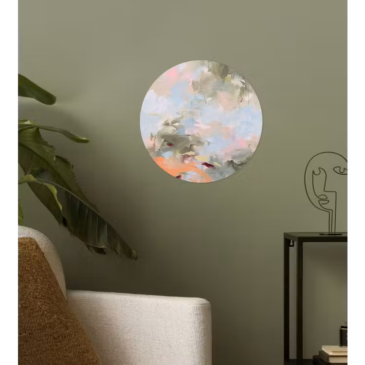 Abstract - Borstelstreken - Kunst - Modern - Pastel Wandcirkel behangsticker klein -sfeer2