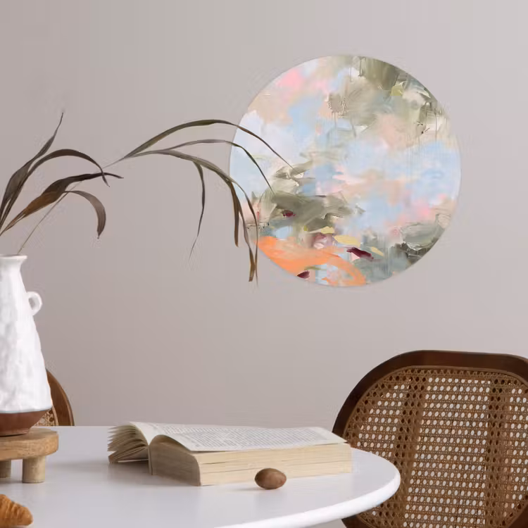 Abstract - Borstelstreken - Kunst - Modern - Pastel Wandcirkel behangsticker klein -sfeer3