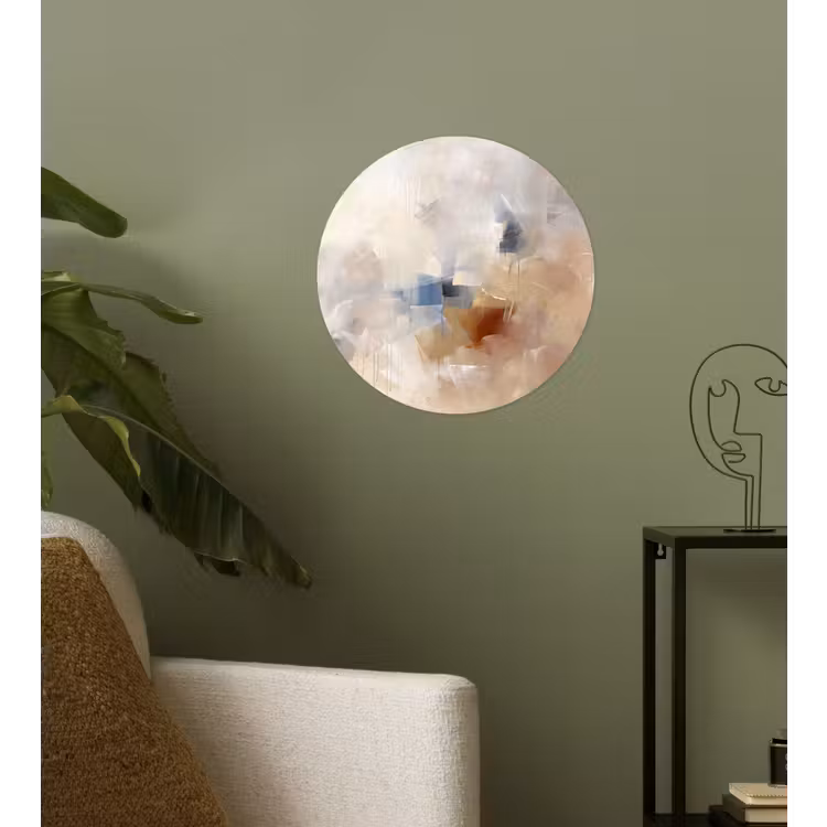 Abstract - Borstelstreken - Modern - Beige - Kunst Wandcirkel behangsticker klein -sfeer2
