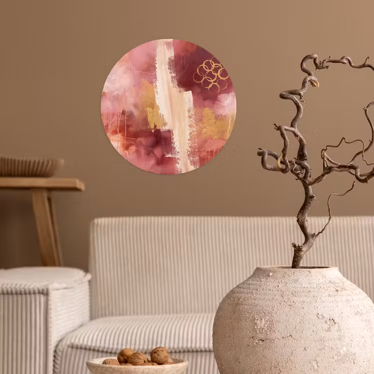 Abstract - Rood - Goud - Modern - Kunst Wandcirkel behangsticker klein -sfeer1