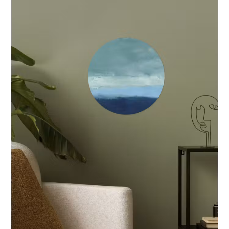 Abstract - Lagen - Rust - Modern - Blauw Wandcirkel behangsticker klein -sfeer2