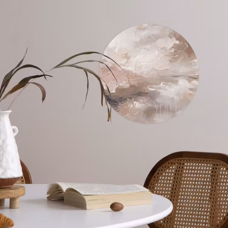 Abstract - Textuur - Kunst - Modern - Beige Wandcirkel behangsticker klein -sfeer3