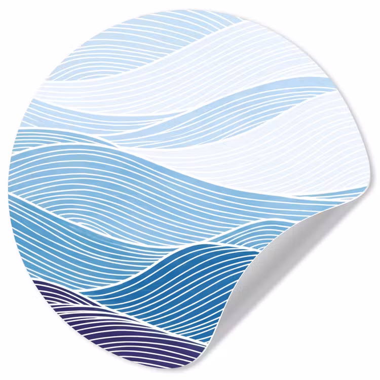 Abstract - Golven - Patroon - Blauw - Modern Wandcirkel behangsticker klein -3d