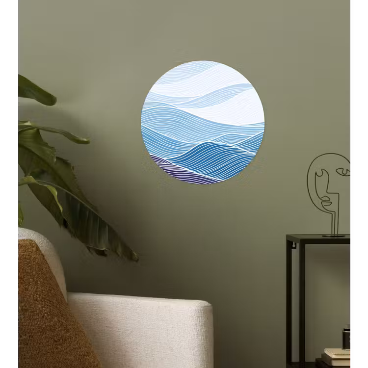 Abstract - Golven - Patroon - Blauw - Modern Wandcirkel behangsticker klein -sfeer2